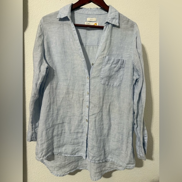 C&C California Sky Blue Linen Shirt - Picture 2 of 9